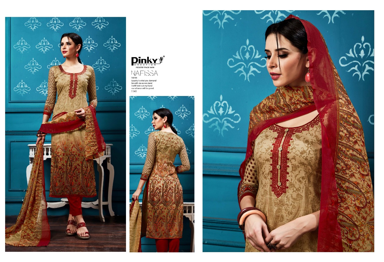 Nafissa Vol-6 By Pinky Creation 1141 To 1148 Series Designer Beautiful Stylish Fancy Colorful Casual Wear & Ethnic Wear & Ready To Wear Glace Dresses At Wholesale Price