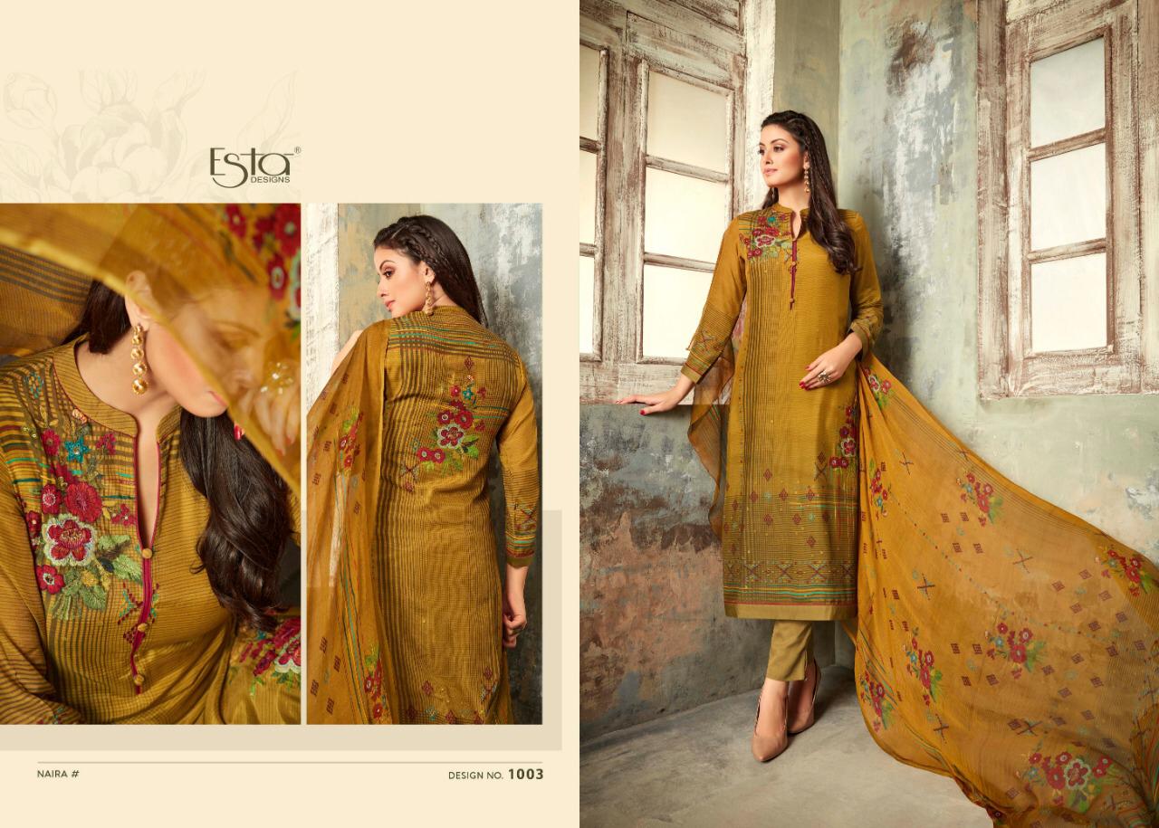 Naira By Esta Designs 1001 To 1012 Series Designer Suits Collection Beautiful Stylish Fancy Colorful Party Wear & Occasional Wear Cotton Silk Printed Dresses At Wholesale Price