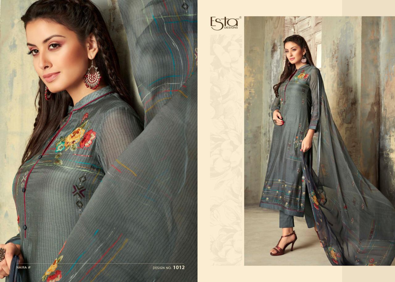 Naira By Esta Designs 1001 To 1012 Series Designer Suits Collection Beautiful Stylish Fancy Colorful Party Wear & Occasional Wear Cotton Silk Printed Dresses At Wholesale Price