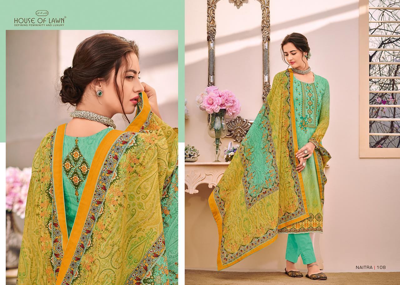 Naitra By House Of Lawn 101 To 110 Series Designer Wedding Collection Beautiful Stylish Fancy Colorful Party Wear & Occasional Wear Heavy Jam Satin With Heavy Embroidered Dresses At Wholesale Price