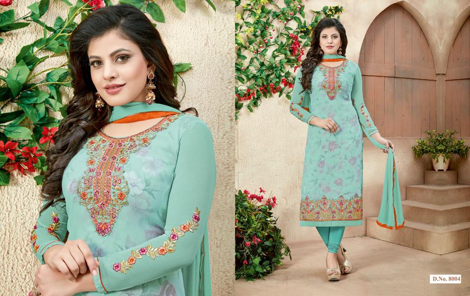 Sale Nakshatra Vol-8 By Antique Creation 8001 To 8008 Series Indian Designer Suits Bollywood Ethnic Wear With Embroidered Work Colorful Stylish Fancy Party Wear & Occasional Wear Georgette Dresses At Wholesale Price