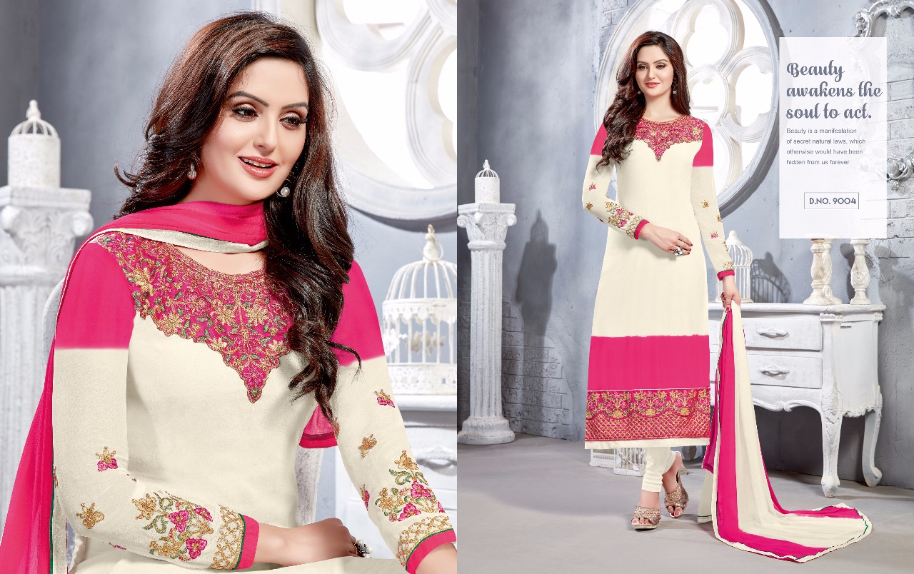 Sale Nakshatra Vol-9 By Antique Creation 9001 To 9008 Series Indian Designer Suits Bollywood Ethnic Wear With Embroidered Work Colorful Stylish Fancy Party Wear & Occasional Wear Georgette Dresses At Wholesale Price