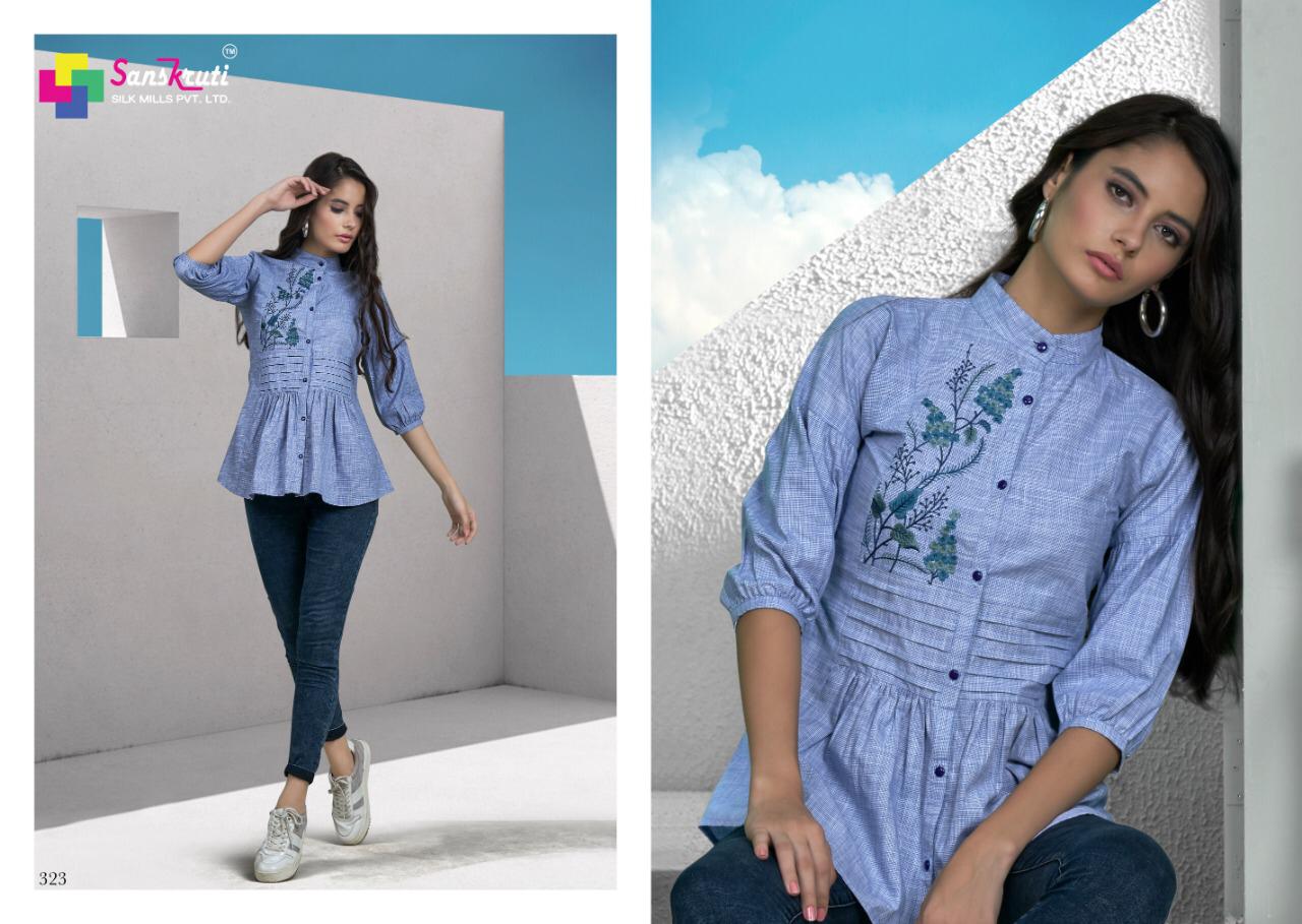 Nakshi By Sanskruti Silk Mills 318 To 323 Series Beautiful Stylish Fancy Colorful Casual Wear & Ethnic Wear & Ready To Wear Pure Cotton Embroidery Tops At Wholesale Price