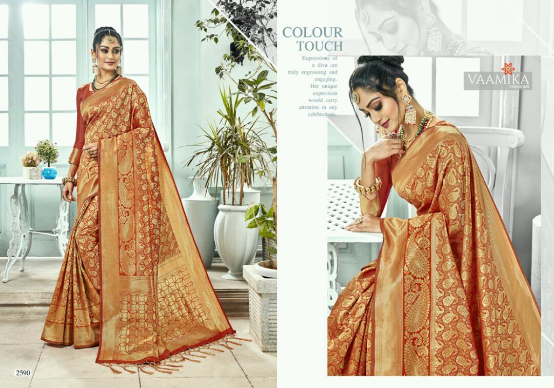 Narayani Silk Vol-2 By Vaamika Fashion 2581 To 2592 Series Indian Traditional Wear Collection Beautiful Stylish Fancy Colorful Party Wear & Occasional Wear Narayan Silk Sarees At Wholesale Price