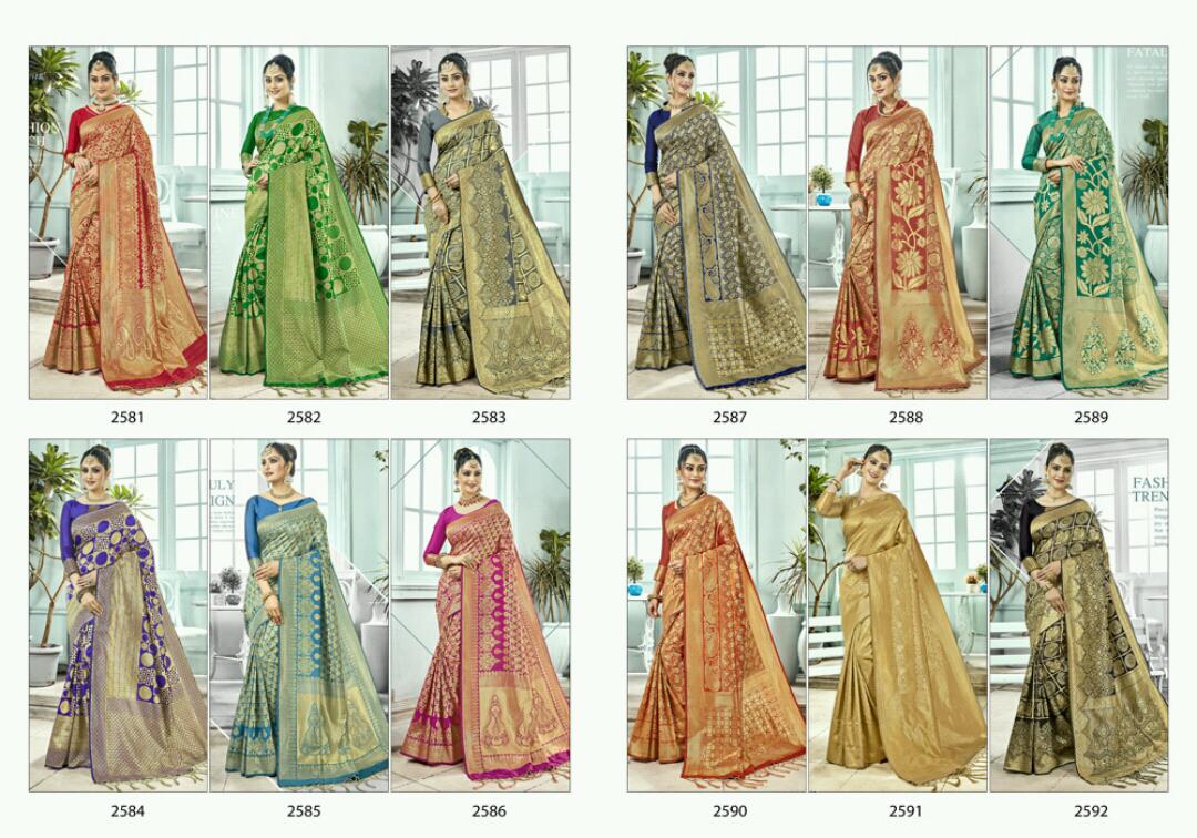 Narayani Silk Vol-2 By Vaamika Fashion 2581 To 2592 Series Indian Traditional Wear Collection Beautiful Stylish Fancy Colorful Party Wear & Occasional Wear Narayan Silk Sarees At Wholesale Price