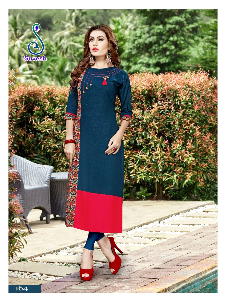 Natasha Vol-13 By Suvesh 163 To 170 Series Beautiful Stylish Fancy Colorful Casual Wear & Ethnic Wear & Ready To Wear Heavy Rayon Printed Kurtis At Wholesale Price