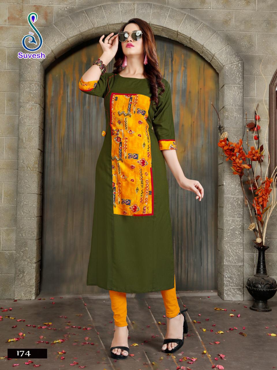 Natasha Vol-15 By Suvesh 171 To 178 Series Beautiful Colorful Stylish Fancy Casual Wear & Ethnic Wear & Ready To Wear Heavy Rayon Printed Kurtis At Wholesale Price