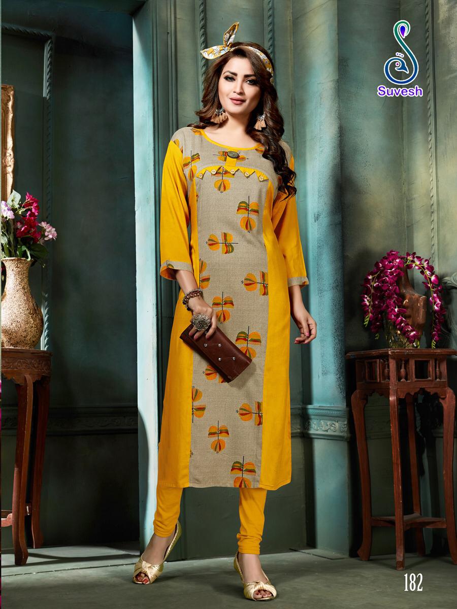 Natasha Vol-16 By Suvesh 179 To 185 Series Beautiful Colorful Stylish Fancy Casual Wear & Ethnic Wear & Ready To Wear Haevy Reyon Print Kurtis At Wholesale Price