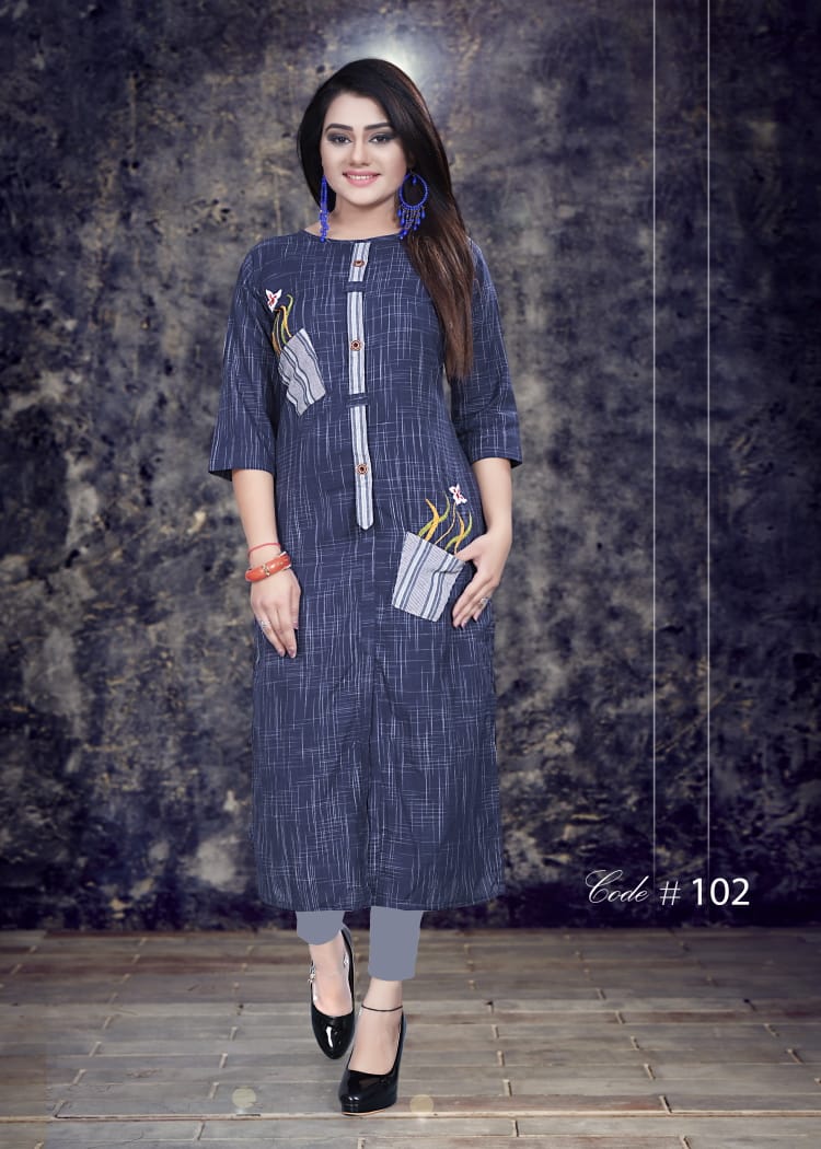Navika By Sweta 101 To 110 Series Beautiful Stylish Fancy Colorful Casual Wear & Ethnic Wear & Ready To Wear Heavy Cotton Printed Kurtis At Wholesale Price