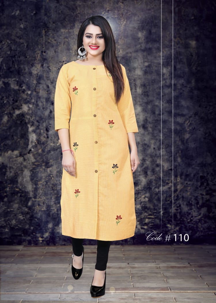 Navika By Sweta 101 To 110 Series Beautiful Stylish Fancy Colorful Casual Wear & Ethnic Wear & Ready To Wear Heavy Cotton Printed Kurtis At Wholesale Price