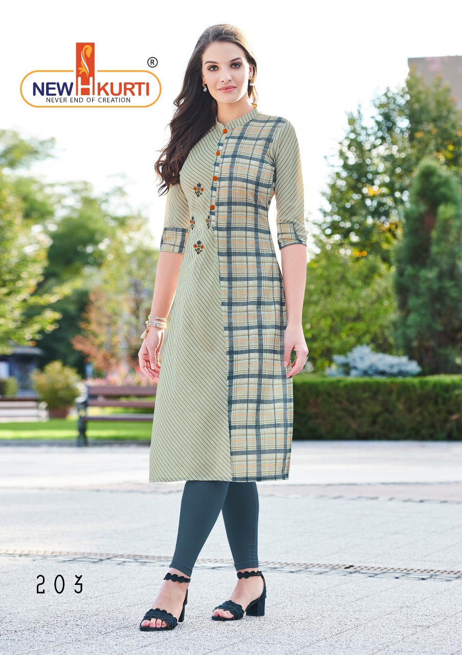 Navika By Neha Fashion 201 To 206 Series Beautiful Stylish Fancy Colorful Casual Wear & Ethnic Wear & Ready To Wear Rayon Printed Kurtis At Wholesale Price