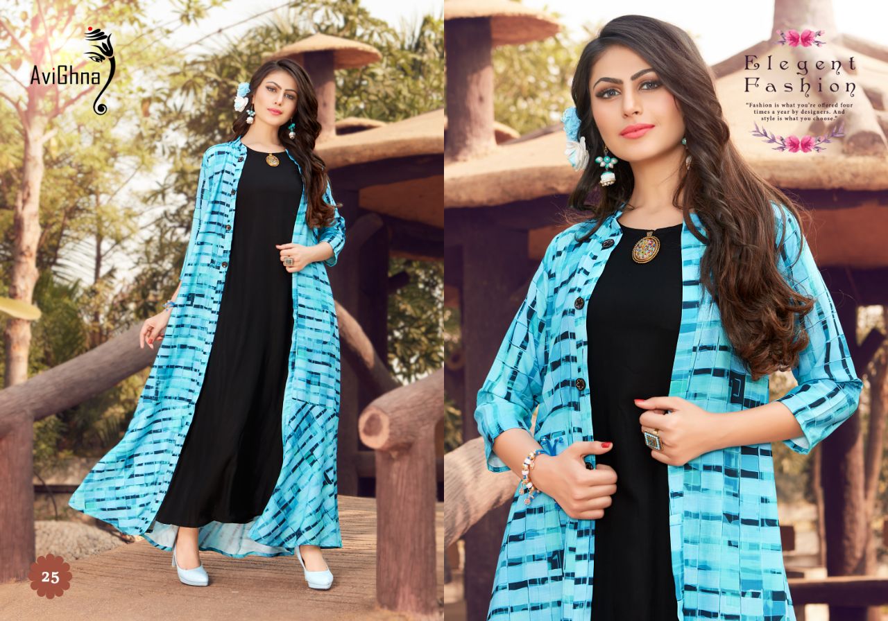 Navlika Vol-1 By Avighna Creation 21 To 30 Series Beautiful Colorful Stylish Fancy Casual Wear & Ethnic Wear & Ready To Wear Heavy Rayon Printed & Work Kurtis At Wholesale Price