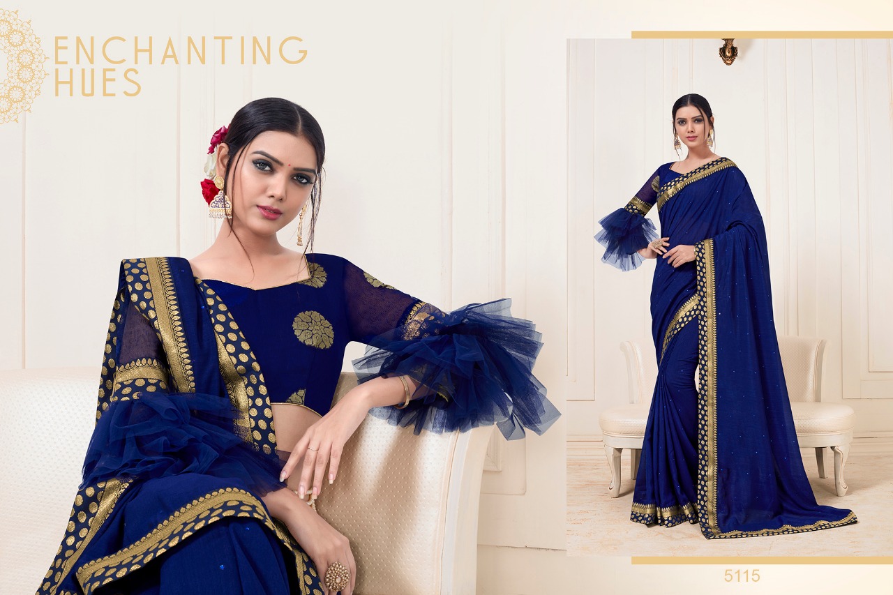 Navnya By Aasvaa 5111 To 5116 Series Indian Traditional Wear Collection Beautiful Stylish Fancy Colorful Party Wear & Occasional Wear Chiffon/ Silk Sarees At Wholesale Price