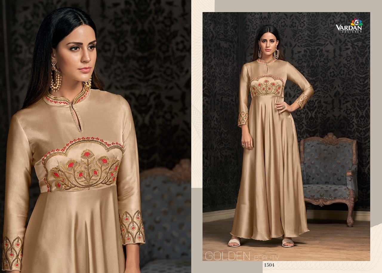 Navya Vol-15 By Vardan Designer 1501 To 1504 Series Designer Beautiful Stylish Fancy Colorful Casual Wear & Ethnic Wear & Ready To Wear Glowing Georgette With Heavy Embroidery Inner Stitched Gowns At Wholesale Price