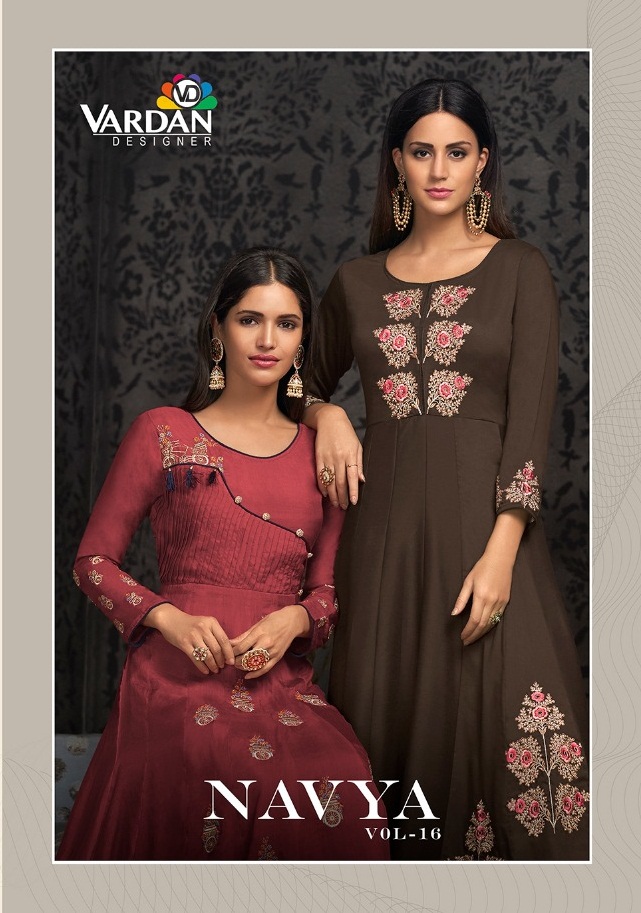 Navya Vol-16 By Vardan Designer  1601 To 1604 Series Beautiful Stylish Fancy Colorful Casual Wear & Ethnic Wear & Ready To Wear Muslin With Embroidery Gowns At Wholesale Price