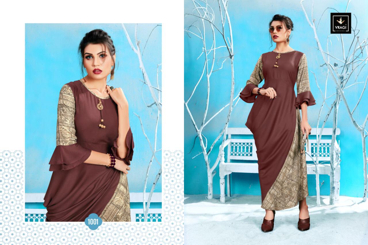 Navya By Vragi 1001 To 1005 Series Beautiful Colorful Stylish Fancy Casual Wear & Ethnic Wear & Ready To Wear Rayon Embroidered Kurtis At Wholesale Price