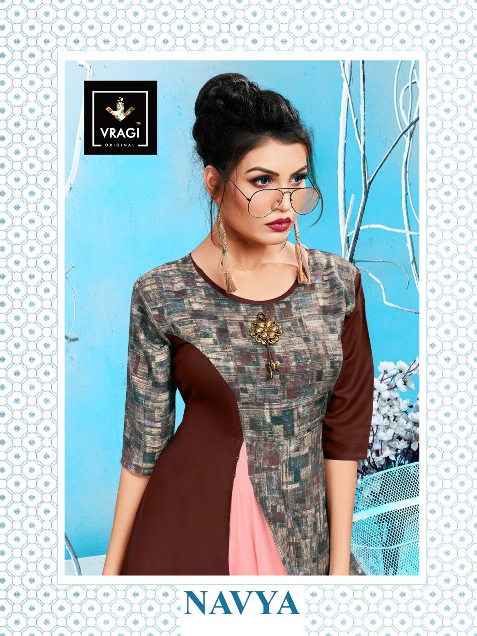 Navya By Vragi 1001 To 1005 Series Beautiful Colorful Stylish Fancy Casual Wear & Ethnic Wear & Ready To Wear Rayon Embroidered Kurtis At Wholesale Price