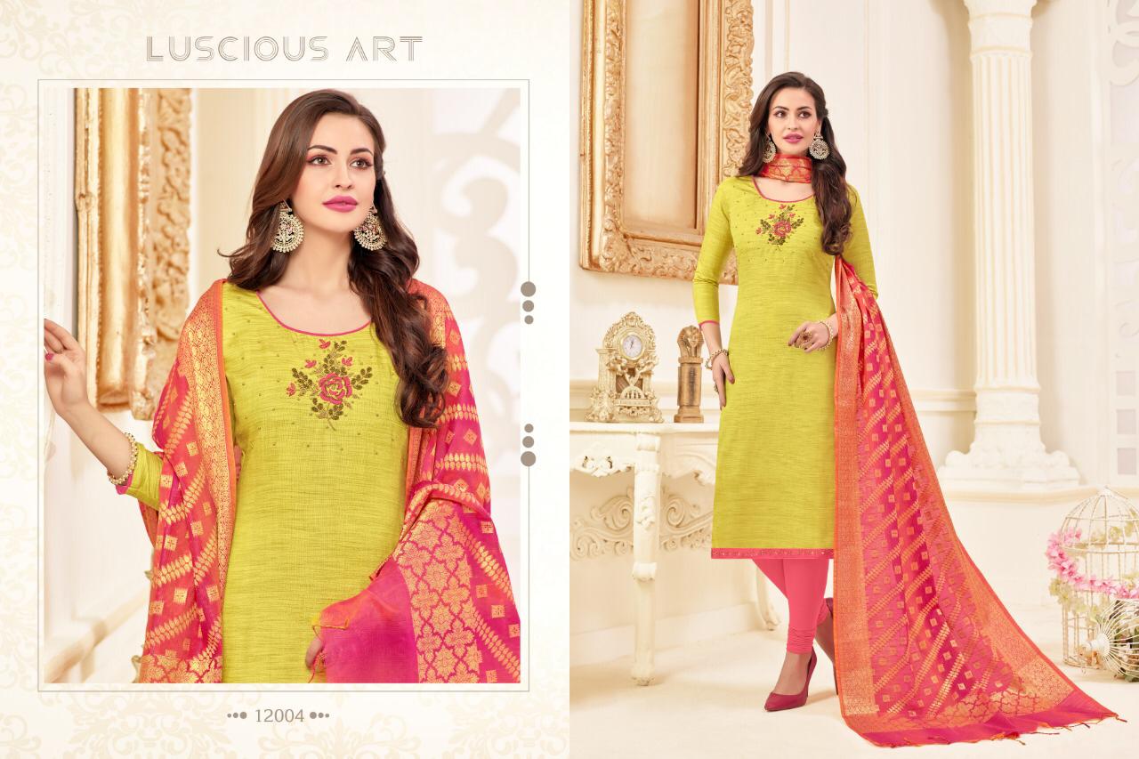 Naysa Vol-4 By Assian Art 12001 To 12012 Series Beautiful Stylish Fancy Colorful Casual Wear & Ethnic Wear Pure Banarasi Embroidered Dresses At Wholesale Price
