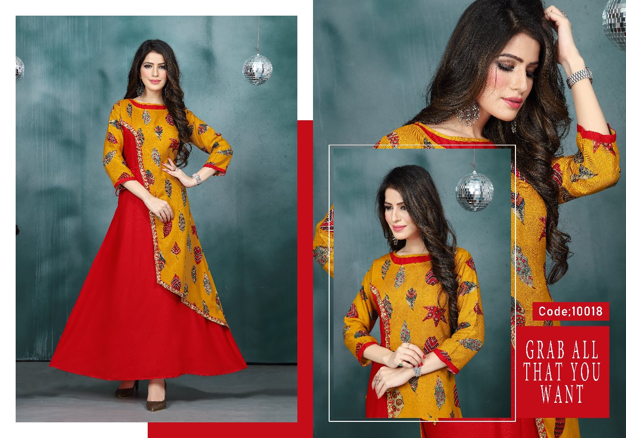 Naysha By Neeti Creation 50018 To 50022 Series Stylish Fancy Beautiful Colorful Casual Wear & Ethnic Wear Heavy Rayon Print & Plain  Kurtis At Wholesale Price