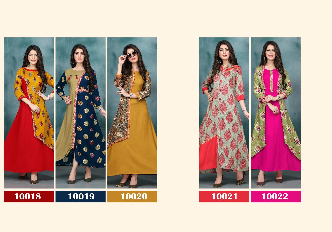 Naysha By Neeti Creation 50018 To 50022 Series Stylish Fancy Beautiful Colorful Casual Wear & Ethnic Wear Heavy Rayon Print & Plain  Kurtis At Wholesale Price