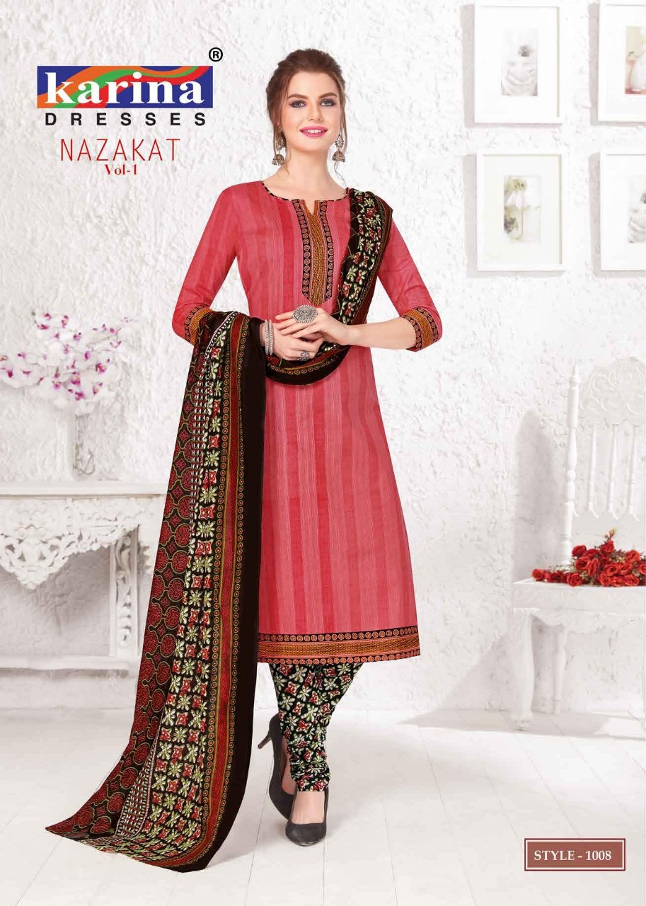 Nazakat Vol-1 By Karina Dresses 1001 To 1012 Series Indian Traditional Wear Collection Beautiful Stylish Fancy Colorful Party Wear & Occasional Wear Cotton Printed Dress At Wholesale Price