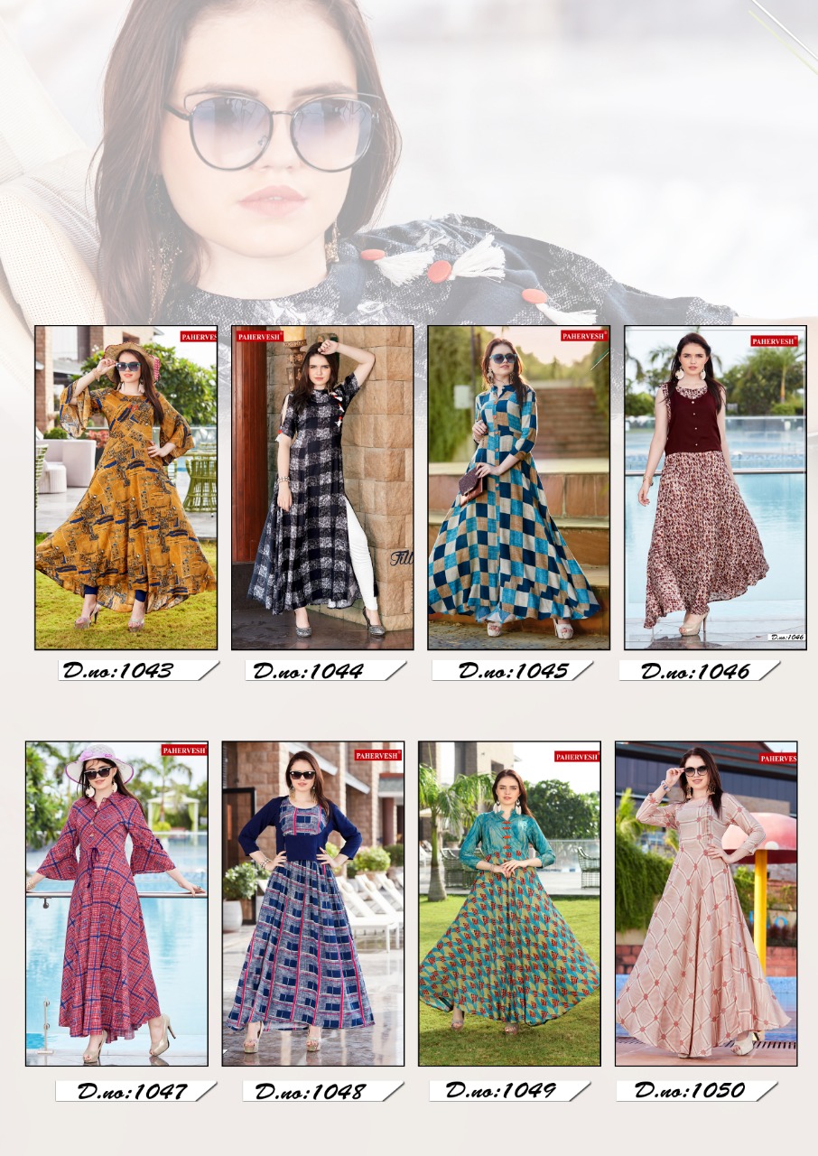 Nazakat Vol-2 By Pahervesh 1043 To 1050 Series Beautiful Colorful Stylish Fancy Casual Wear & Ethnic Wear & Ready To Wear Rayon Printed Kurtis At Wholesale Price