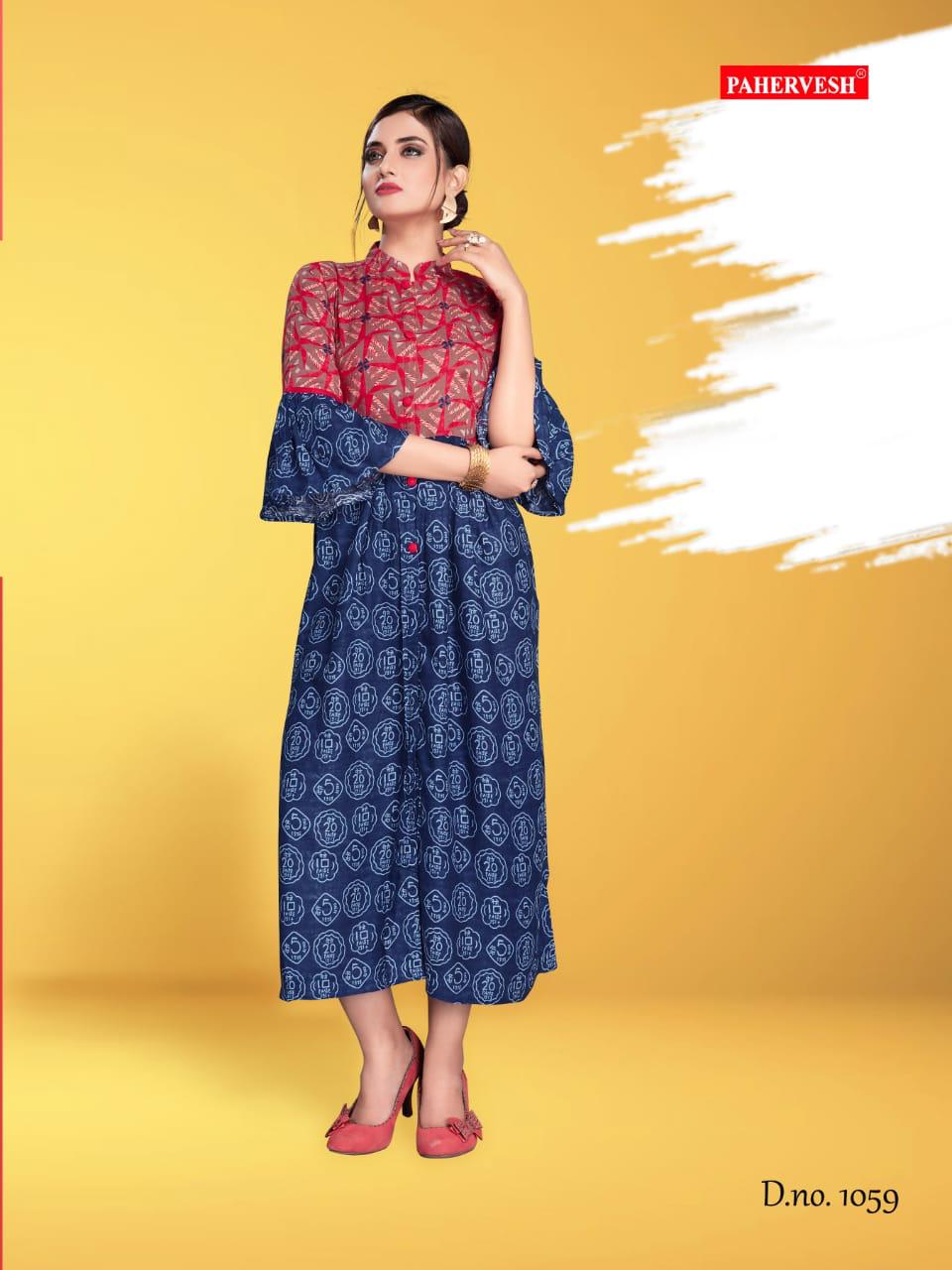 Nazakat Vol-3 By Pahervesh 1059 To 1064 Series Beautiful Colorful Stylish Fancy Casual Wear & Ethnic Wear & Ready To Wear Rayon Printed Kurtis At Wholesale Price