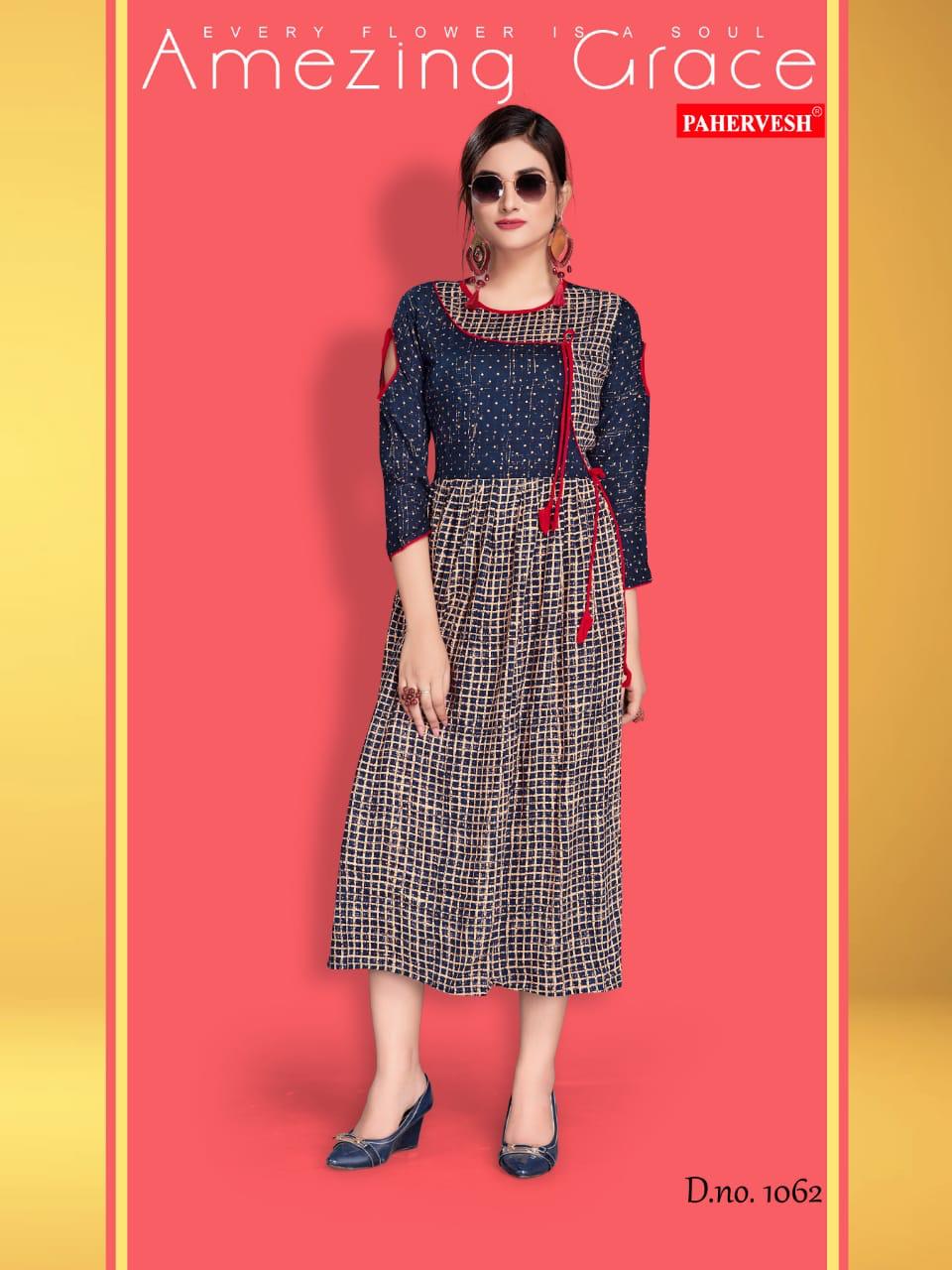 Nazakat Vol-3 By Pahervesh 1059 To 1064 Series Beautiful Colorful Stylish Fancy Casual Wear & Ethnic Wear & Ready To Wear Rayon Printed Kurtis At Wholesale Price