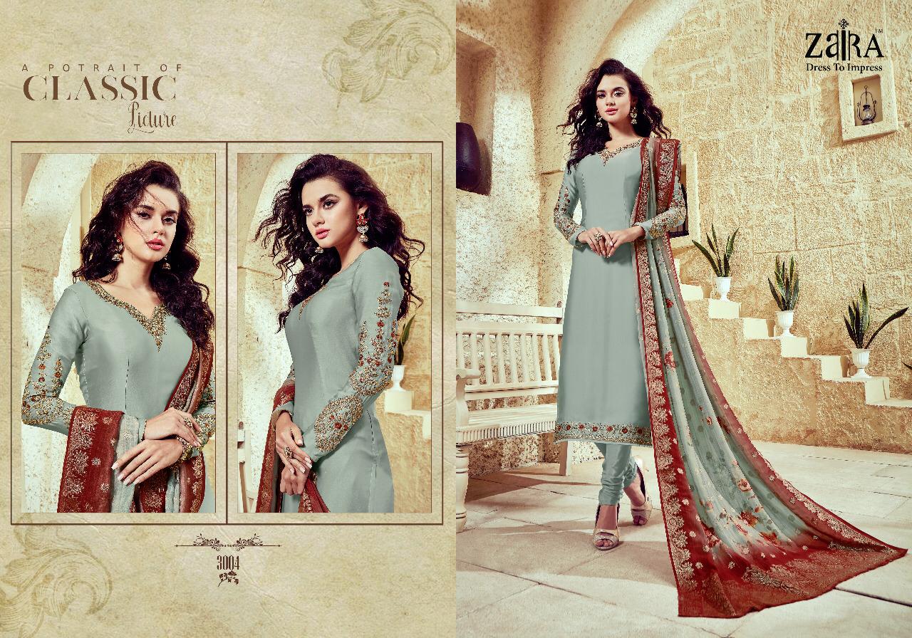 Nazakat By Zaira 3001 To 3006 Series Designer Anarkali Suits Bridal Collection Colorful Stylish Fancy Party Wear & Occasional Wear Satin Georgette Embroidered Dresses At Wholesale Price
