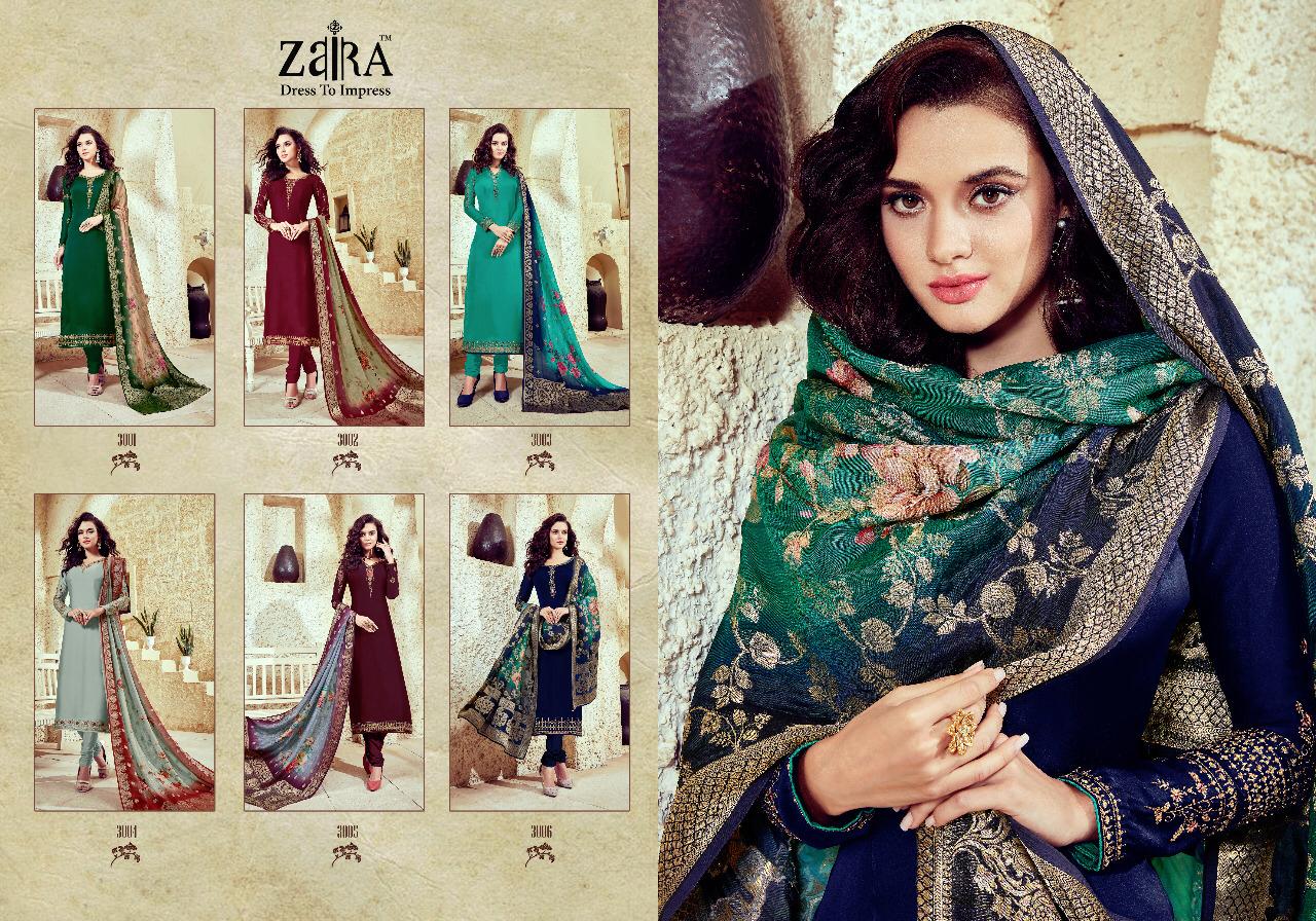 Nazakat By Zaira 3001 To 3006 Series Designer Anarkali Suits Bridal Collection Colorful Stylish Fancy Party Wear & Occasional Wear Satin Georgette Embroidered Dresses At Wholesale Price