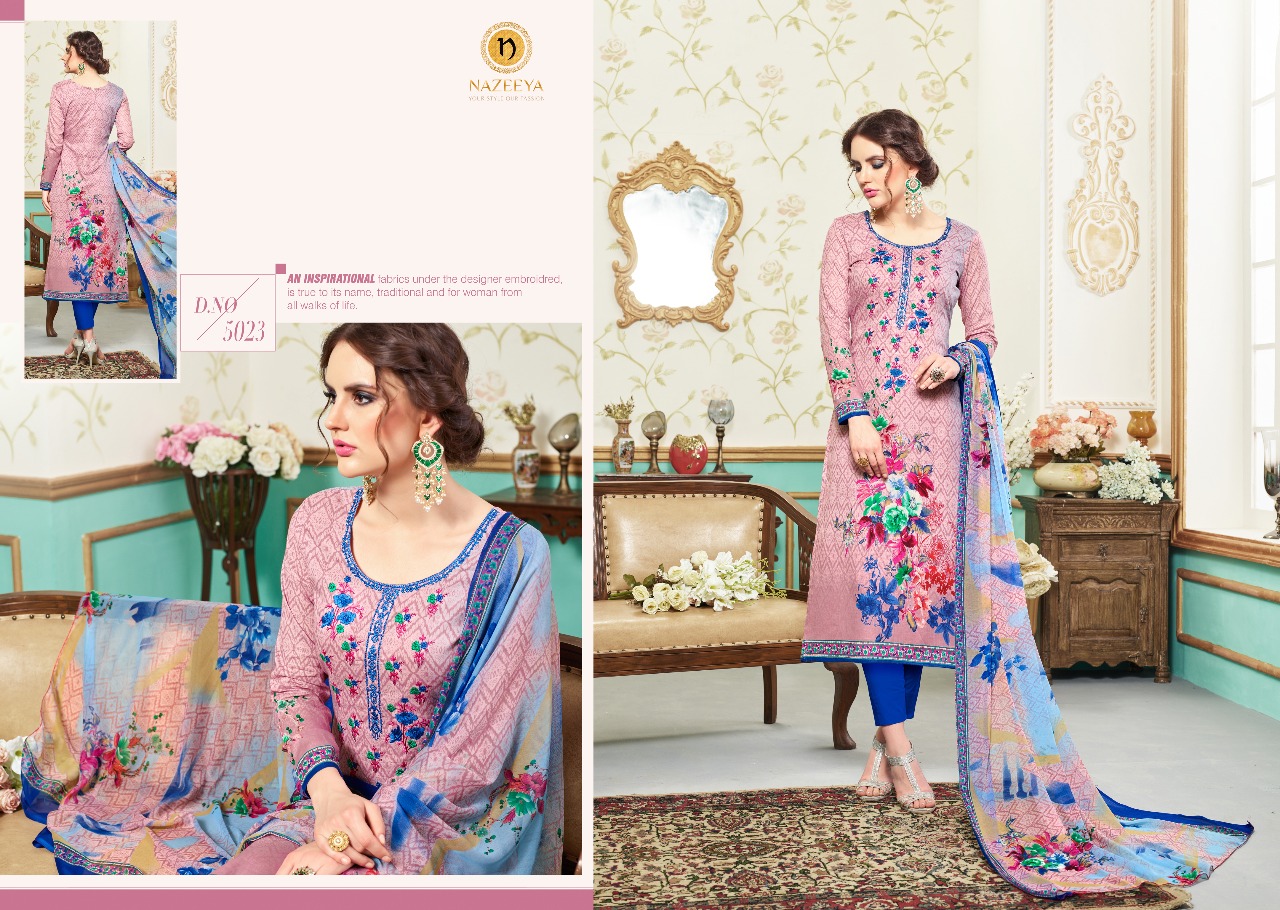 Nazeeya Vol-3 By Vivek Creation 5021 To 5030 Series Beautiful Fancy Colorful Stylish Party Wear & Ethnic Wear Cambric Embroidered & Printed Dresses At Wholesale Price