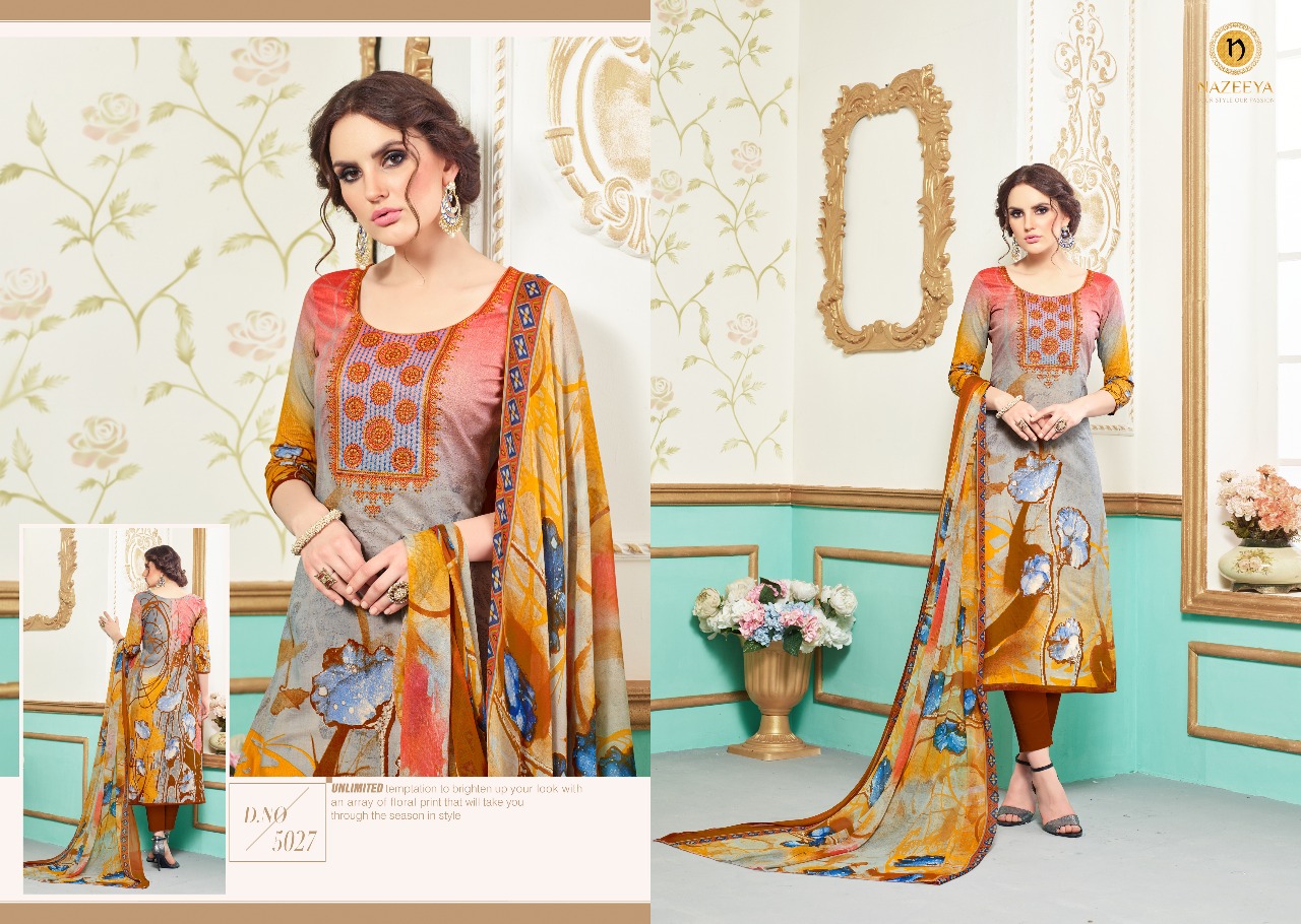 Nazeeya Vol-3 By Vivek Creation 5021 To 5030 Series Beautiful Fancy Colorful Stylish Party Wear & Ethnic Wear Cambric Embroidered & Printed Dresses At Wholesale Price