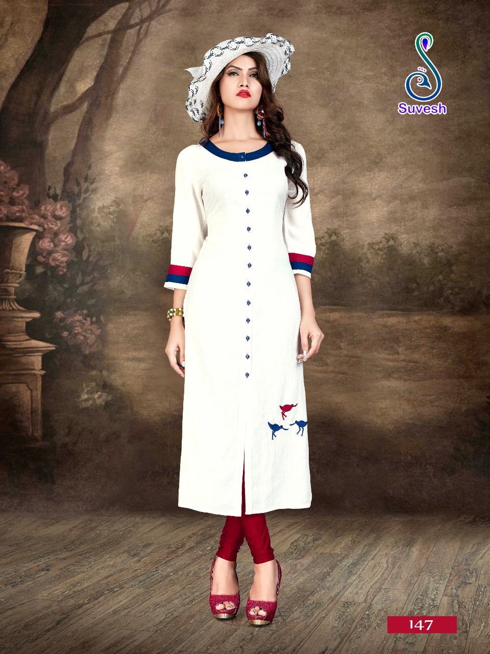 Naziya By Suvesh 147 To 153 Series Beautiful Stylish Fancy Colorful Casual Wear & Ethnic Wear & Ready To Wear Rayon/ Slub Embroidered Kurtis At Wholesale Price