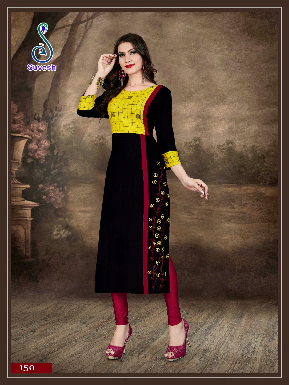 Naziya By Suvesh 147 To 153 Series Beautiful Stylish Fancy Colorful Casual Wear & Ethnic Wear & Ready To Wear Rayon/ Slub Embroidered Kurtis At Wholesale Price