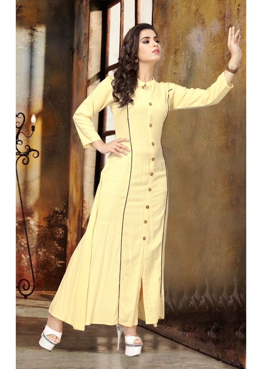 Nazmeen By Neeti Creation 5020 To 5024 Series Beautiful Colorful Stylish Fancy Casual Wear & Ethnic Wear & Ready To Wear Heavy Rayon Plain Kurtis At Wholesale Price
