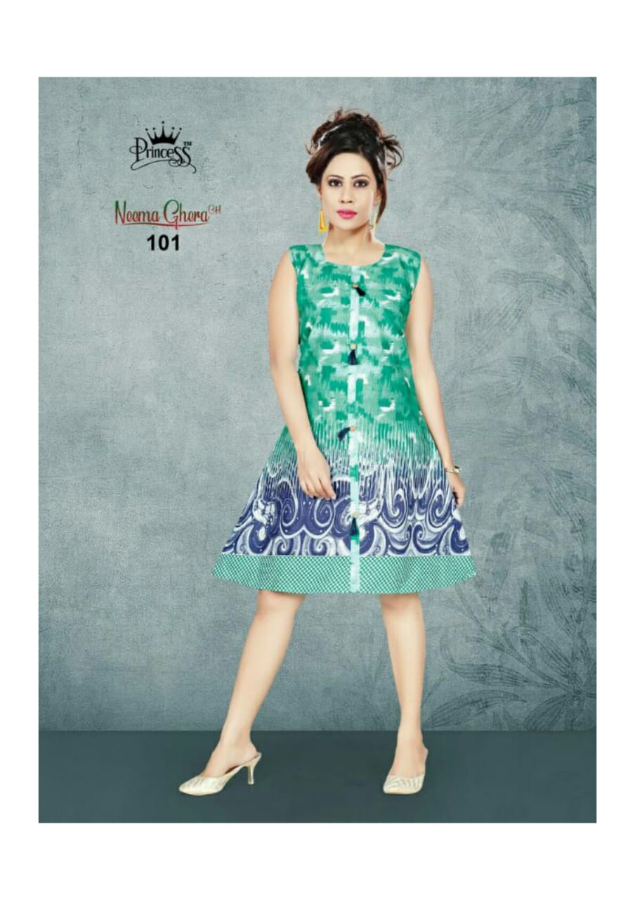 Neema Ghera By Princess 101 To 115 Series Beautiful Stylish Fancy Colorful Casual Wear & Ethnic Wear & Ready To Wear Cotton Printed Kurtis At Wholesale Price