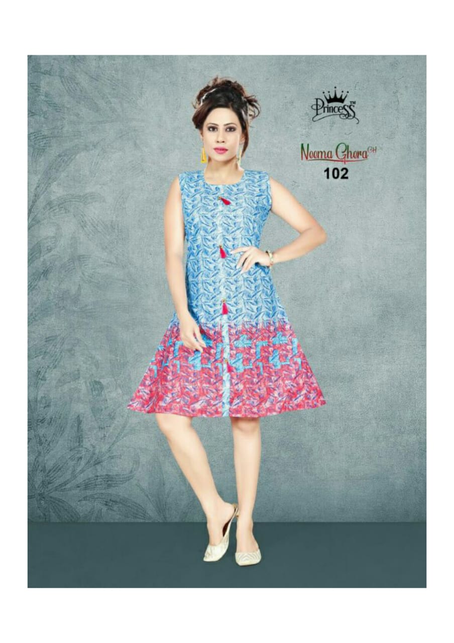 Neema Ghera By Princess 101 To 115 Series Beautiful Stylish Fancy Colorful Casual Wear & Ethnic Wear & Ready To Wear Cotton Printed Kurtis At Wholesale Price