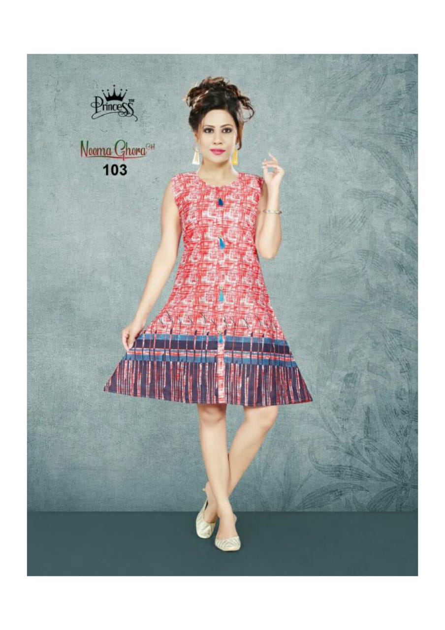 Neema Ghera By Princess 101 To 115 Series Beautiful Stylish Fancy Colorful Casual Wear & Ethnic Wear & Ready To Wear Cotton Printed Kurtis At Wholesale Price