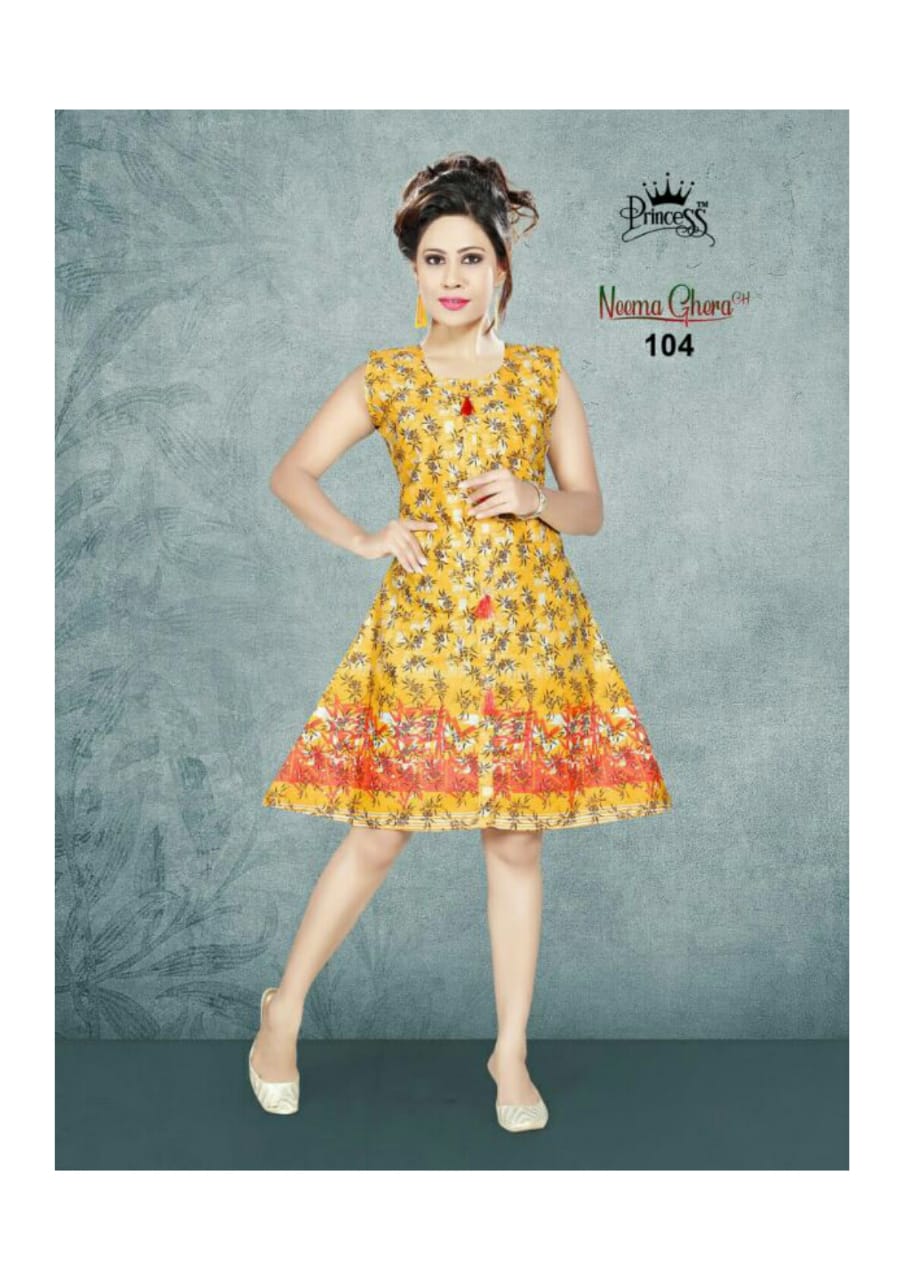 Neema Ghera By Princess 101 To 115 Series Beautiful Stylish Fancy Colorful Casual Wear & Ethnic Wear & Ready To Wear Cotton Printed Kurtis At Wholesale Price