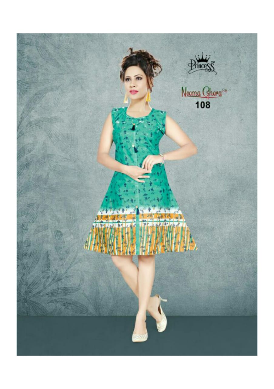 Neema Ghera By Princess 101 To 115 Series Beautiful Stylish Fancy Colorful Casual Wear & Ethnic Wear & Ready To Wear Cotton Printed Kurtis At Wholesale Price