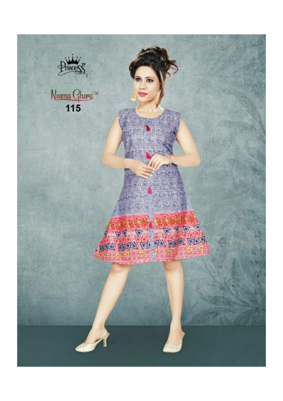 Neema Ghera By Princess 101 To 115 Series Beautiful Stylish Fancy Colorful Casual Wear & Ethnic Wear & Ready To Wear Cotton Printed Kurtis At Wholesale Price