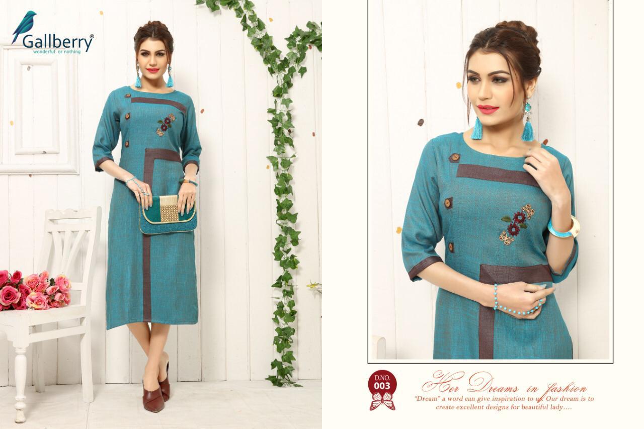 Nerine Vol-2 By Gallberry 001 To 006 Series Beautiful Stylish Fancy Colorful Casual Wear & Ethnic Wear & Ready To Wear Rayon Two Tone Embroidered Kurtis At Wholesale Price