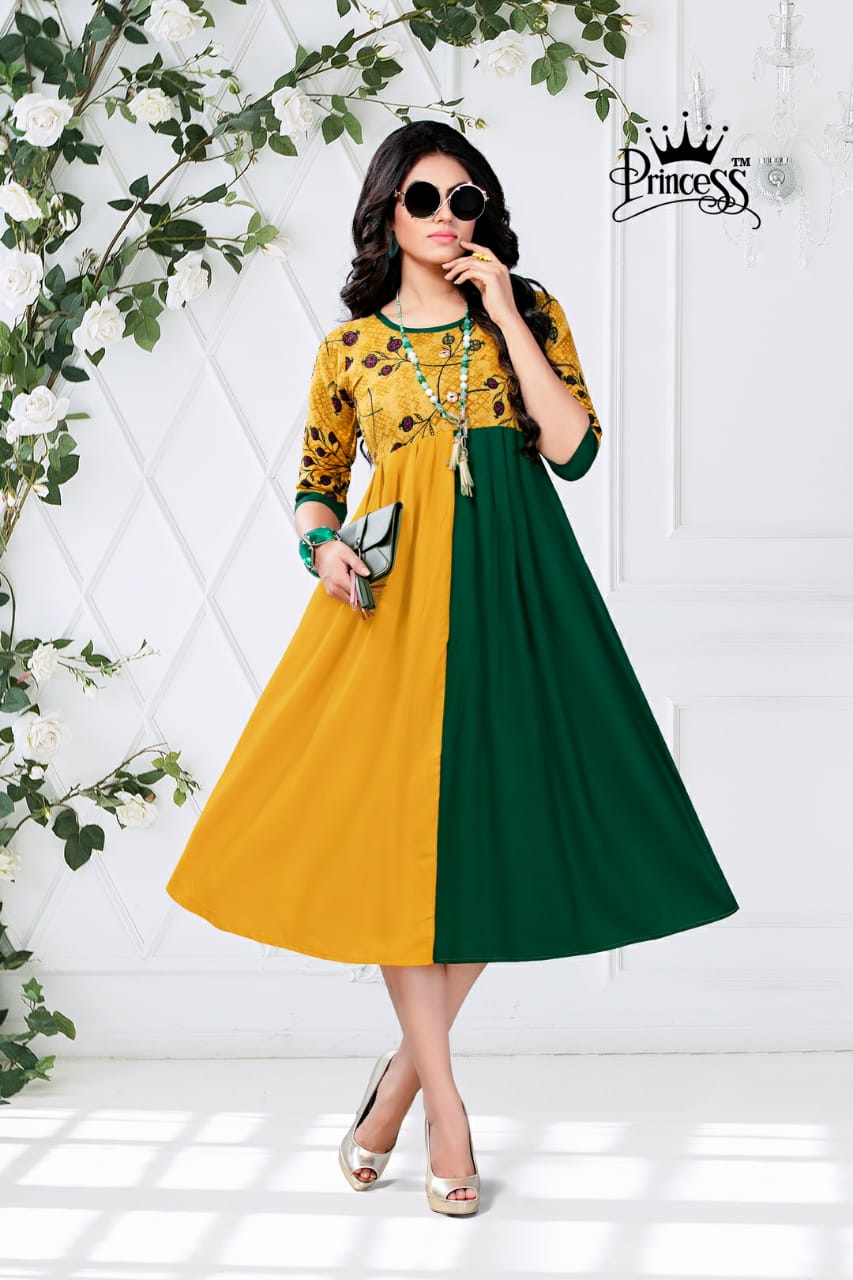New Heerwa Gown Style By Princess  01 To 12 Series Stylish Fancy Beautiful Colorful Casual Wear & Ethnic Wear Rayon Printed Kurtis At Wholesale Price