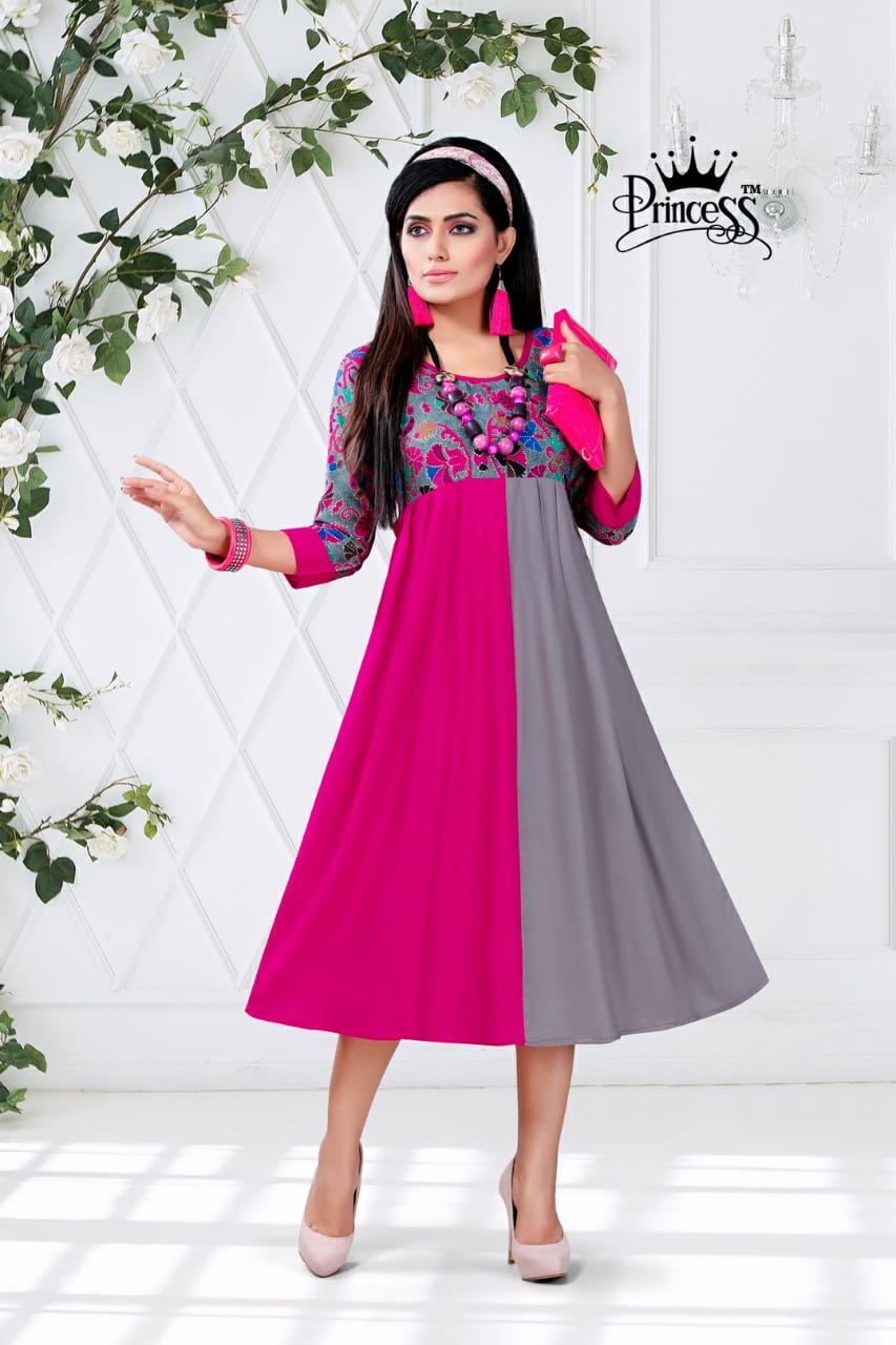 New Heerwa Gown Style By Princess  01 To 12 Series Stylish Fancy Beautiful Colorful Casual Wear & Ethnic Wear Rayon Printed Kurtis At Wholesale Price