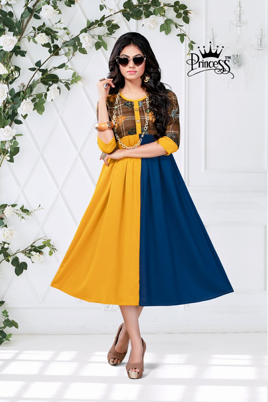 New Heerwa Gown Style By Princess  01 To 12 Series Stylish Fancy Beautiful Colorful Casual Wear & Ethnic Wear Rayon Printed Kurtis At Wholesale Price