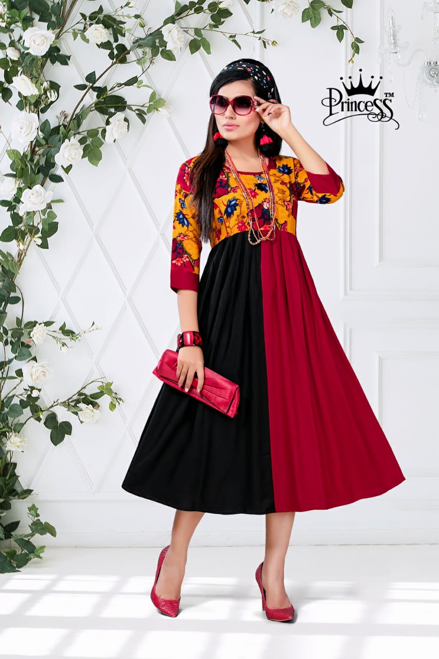 New Heerwa Gown Style By Princess  01 To 12 Series Stylish Fancy Beautiful Colorful Casual Wear & Ethnic Wear Rayon Printed Kurtis At Wholesale Price