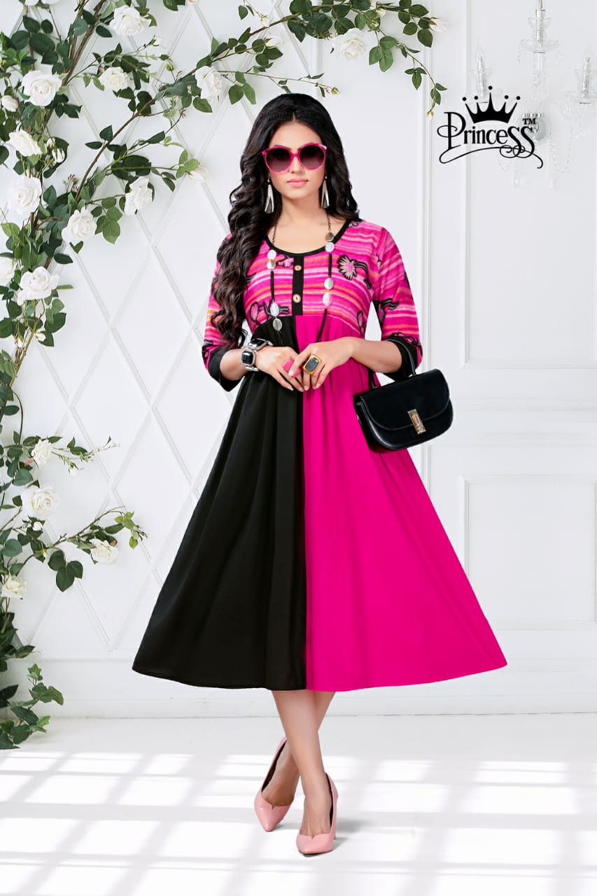 New Heerwa Gown Style By Princess  01 To 12 Series Stylish Fancy Beautiful Colorful Casual Wear & Ethnic Wear Rayon Printed Kurtis At Wholesale Price