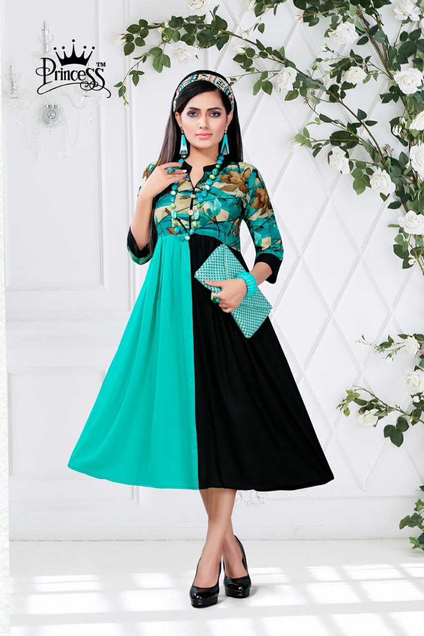 New Heerwa Gown Style By Princess  01 To 12 Series Stylish Fancy Beautiful Colorful Casual Wear & Ethnic Wear Rayon Printed Kurtis At Wholesale Price