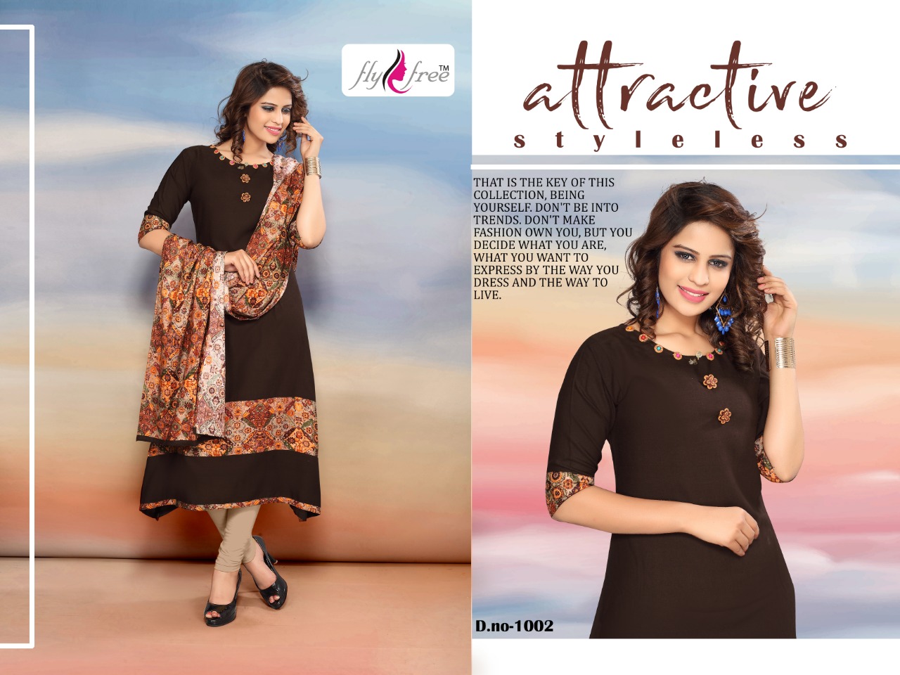 Nidhi By Fly Free 2801 To 2808 Series Beautiful Stylish Colorful Fancy Party Wear & Ethnic Wear & Ready To Wear Heavy Rayon Printed Kurtis & Dupattas At Wholesale Price