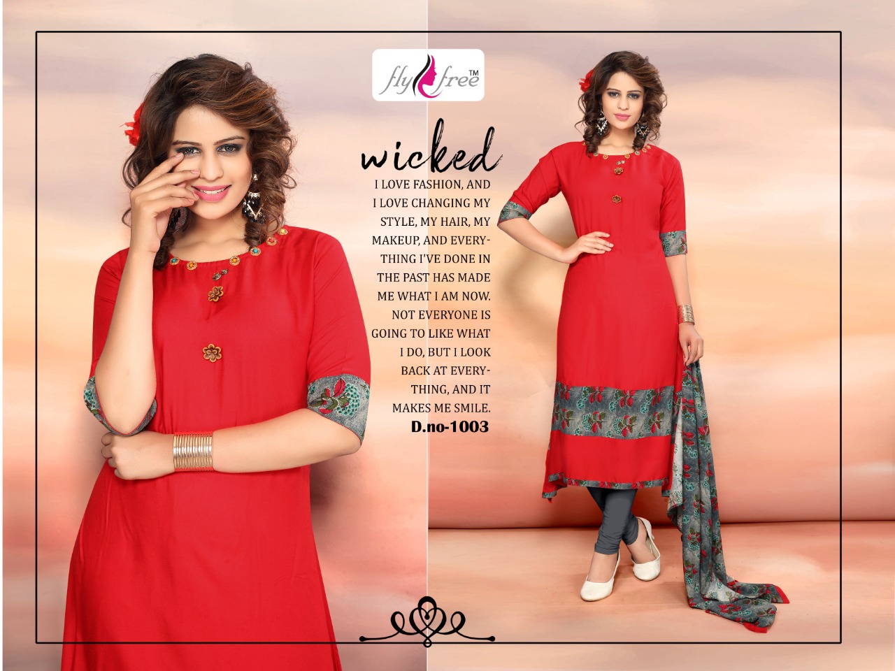 Nidhi By Fly Free 2801 To 2808 Series Beautiful Stylish Colorful Fancy Party Wear & Ethnic Wear & Ready To Wear Heavy Rayon Printed Kurtis & Dupattas At Wholesale Price